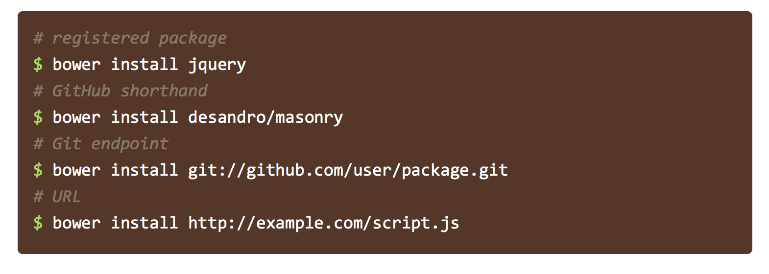 bower install